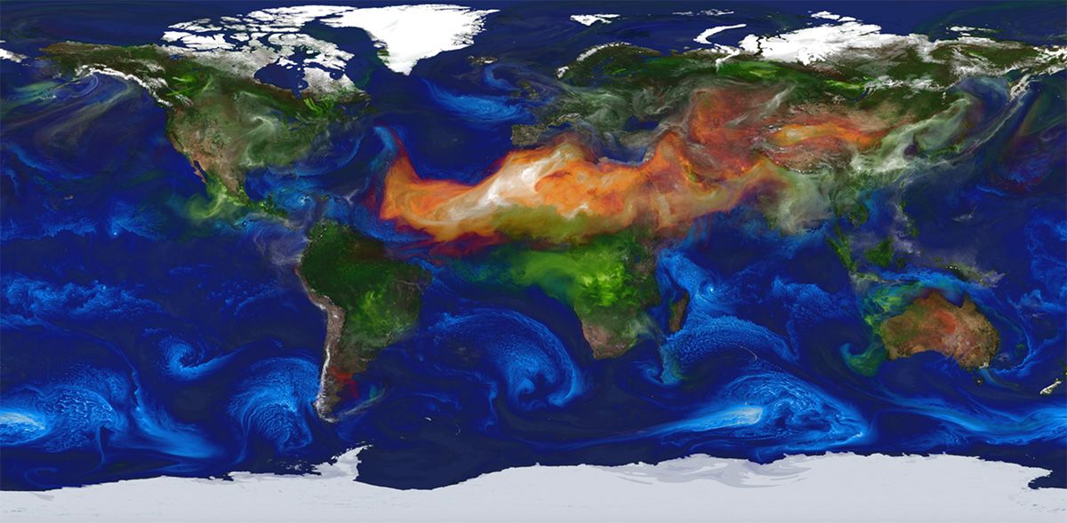 image of global aerosols using GEOS-5 Nature Run